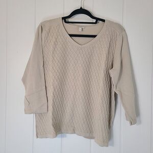 Talbots Cream V-Neck Sweater